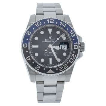 Pre Owned Rolex Black Oystersteel GMT Master II "Batman" 126710 Men's Wristwatch 40 MM