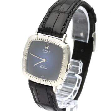 Pre Owned Rolex Blue 18K White Gold Vintage Cellini 4084 Men's Wristwatch 30 MM
