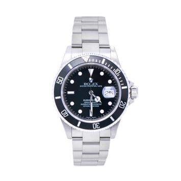 Pre Owned Rolex Black Stainless Steel Submariner 16610 Automatic Men's Wristwatch 40 mm