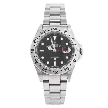 Pre Owned Rolex Black Stainless Steel Explorer II 16570 Men's Wristwatch 40 mm