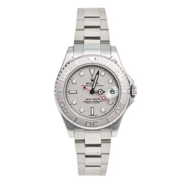 Pre Owned Rolex Platinum Stainless Steel Yacht-Master 168622 Men's Wristwatch 35 mm 