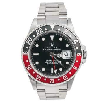 Pre Owned Rolex Black Stainless Steel Coke Edition GMT-Master II 16710 Men's Wristwatch 40 mm