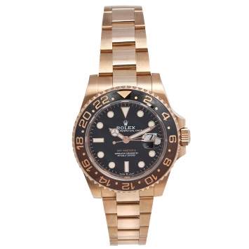 Pre Owned Rolex Black 18K Rose Gold GMT-Master II 126715 Men's Wristwatch 40 mm