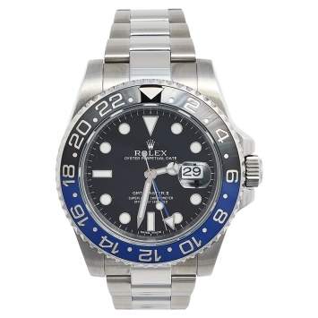 Pre Owned Rolex Black Stainless Steel GMT Master II 116710 Men's Wristwatch 40 mm