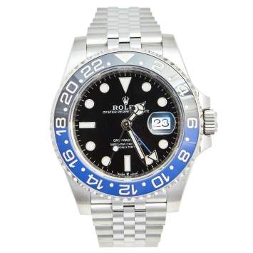 Pre Owned Rolex Black GMT Master II Batman Jubilee Stainless Steel 126710 Men's Wristwatch 40MM