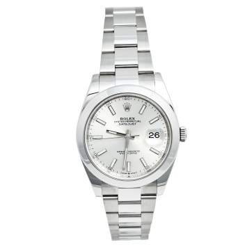 Pre Owned Rolex Silver Stainless Steel Datejust 126300 Men's Wristwatch 41 mm