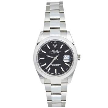 Pre Owned Rolex Black Stainless Steel Datejust 126300 Men's Wristwatch 41 mm
