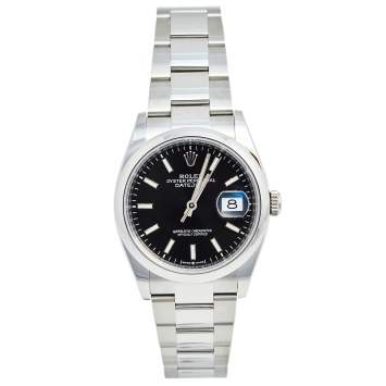 Pre Owned Rolex Black Stainless Steel Datejust 126200 Men's Wristwatch 36 mm
