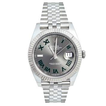 Pre Owned Rolex Slate Grey 18K White Gold Stainless Steel Datejust 126334-0022 Men's Wristwatch 41 mm