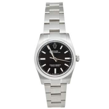 Pre Owned Rolex Black Stainless Steel Oyster Perpetual 124200 Women's Wristwatch 34 mm