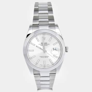 Pre Owned Rolex Silver Stainless Steel Datejust 41 126300 Men's Wristwatch 41 mm