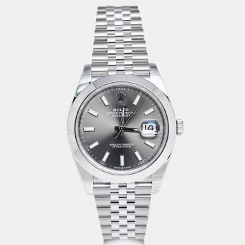 Pre Owned Rolex Slate Stainless Steel Datejust 41 126300 Men's Wristwatch 41 mm