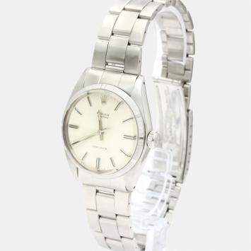 Pre Owned Rolex Silver Stainless Steel Oyster Precision 6427 Hand-Winding Vintage Men's Wristwatch 35 MM
