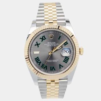 Pre Owned Rolex Slate 18K Yellow Gold Stainless Steel Datejust M126333-0020 Men's Wristwatch 41 mm