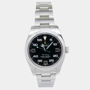 Pre Owned Rolex Black Oystersteel Air-King M116900-0001 Men's Wristwatch 40 mm