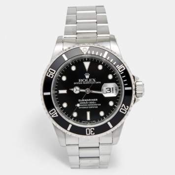 Pre Owned Rolex Black Stainless Steel Submariner 116610 Men's Wristwatch 40 mm