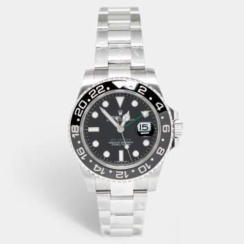 Pre Owned Rolex Black Stainless Steel GMT-Master II 116710 Men's Wristwatch 40 mm 