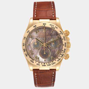 Pre Owned Rolex MOP 18K Yellow Gold Cosmograph Daytona 116518 Automatic Men's Wristwatch 40 mm