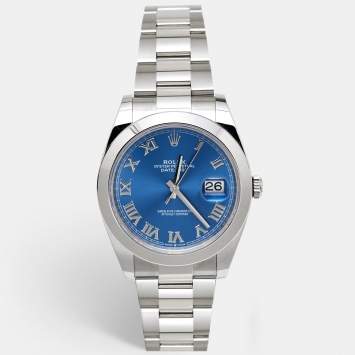 Pre Owned Rolex Blue Oystersteel Datejust M126300-0017 Men's Wristwatch 41 mm