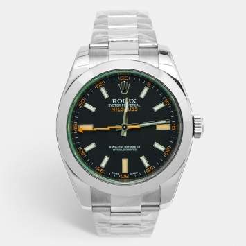 Pre Owned Rolex Black Stainless Steel Milgauss M116400GV-0001 Men's Wristwatch 40 mm