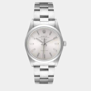 Pre Owned Rolex Air King Silver Dial Smooth Bezel Steel Men's Watch 14000 34 mm