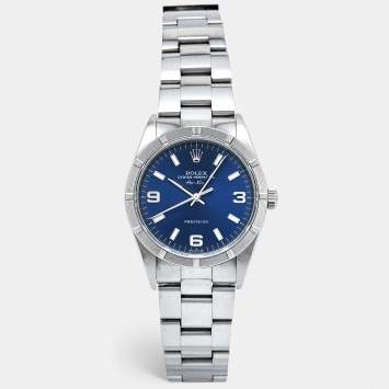 Pre Owned Rolex Blue Stainless Steel Air-King 14010M Men's Wristwatch 34 mm