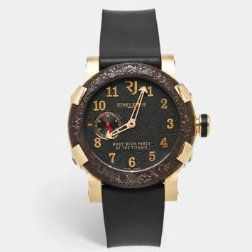 Pre Owned Romain Jerome Black 18k Rose Gold Stainless Steel Titanium Rubber Titanic DNA T.0XY3.2222.00 Men's Wristwatch 46 mm