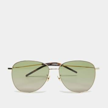 Pre Owned Saint Laurent Black/Gold SL328/K Aviator Sunglasses