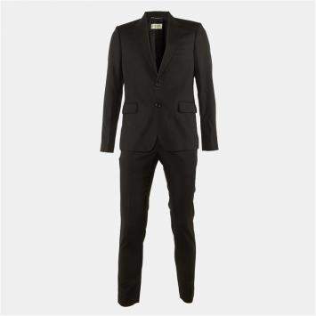 Pre Owned Saint Laurent Paris Black Wool Tailored Suit M/L