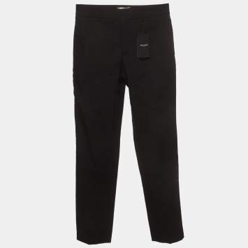 Pre Owned Saint Laurent Paris Black Wool Regular Fit Pants S