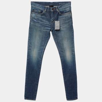 Pre Owned Saint Laurent Blue Washed Denim Skinny Fit Jeans S/Waist 31"