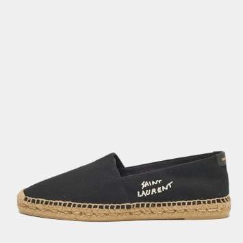 Pre Owned Saint Laurent Black Canvas Slip On Espadrille Size 45