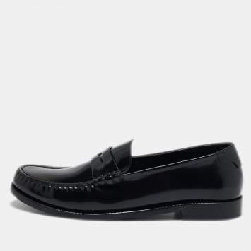 Saint Laurent Black Leather Le Penny Loafers Size 44