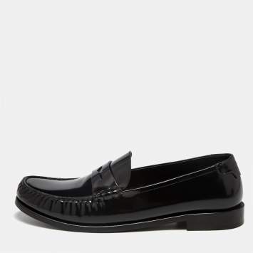 مملوكة مسبقًا Saint Laurent Le Size 46 Black Leather Penny Loafers