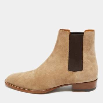 مملوكة مسبقًا Saint Laurent Wyatt Size 43 Beige Suede Ankle Length Boots