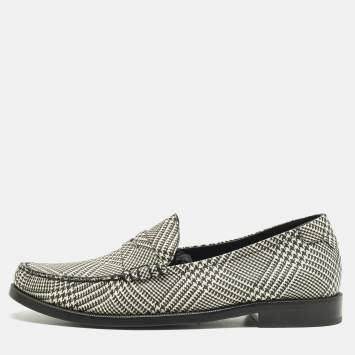 Pre Owned حذاء لوفرز بني جلد بيج/أسود سان لوران مقاس 42