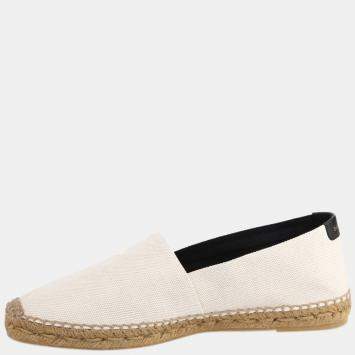 Pre Owned Saint Laurent Beige Canvas Embroidered Espadrilles EU 44.5
