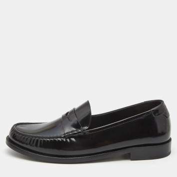 Pre Owned Saint Laurent Black Leather Penny Loafers Size 43.5
