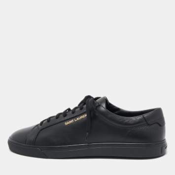 Saint Laurent Paris Black Leather Andy Low Top Sneakers Size 42
