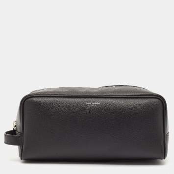 Pre Owned Saint Laurent Black Leather Grooming Case