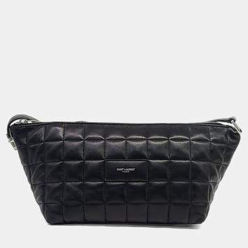 Pre Owned حقيبة كروس سان لوران باريس لو توك جلد أسود