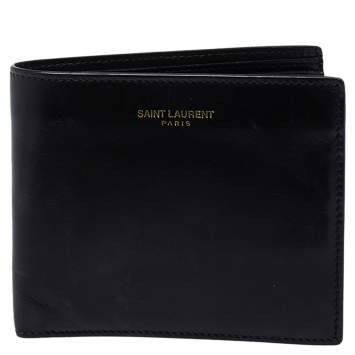 Pre Owned Saint Laurent Black Leather Bifold Wallet