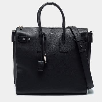 Pre Owned Saint Laurent Black Leather Large Sac De Jour Tote