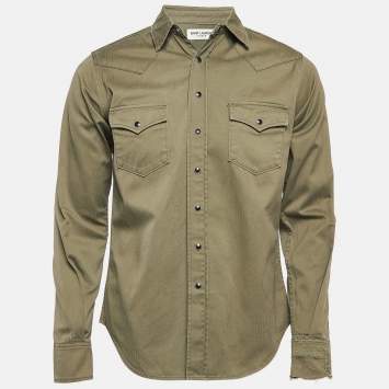 Pre Owned Saint Laurent Green Cotton Shirt M