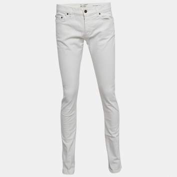 Pre Owned Saint Laurent White Denim Jeans L Waist 33"