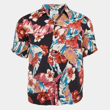 Pre Owned Saint Laurent Paris Multicolor Printed Short Sleeve Shirt XS