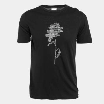Saint Laurent Paris Black Text Rose Print Jersey T-Shirt XS