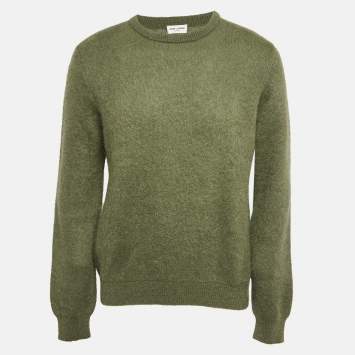 Pre Owned Saint Laurent Paris Green Mohair Knit Crew Neck Sweater XXL