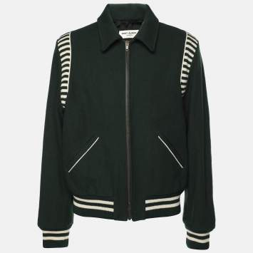 Saint Laurent Green Virgin Wool Zip Jacket XXL