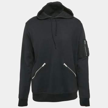 Saint Laurent Paris Black Cotton Hooded Sweatshirt XL